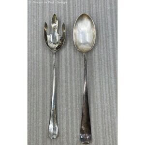 Vintage Georgian style Gerity Silver Plated Salad Serving Spoon and Fork #48 VGC